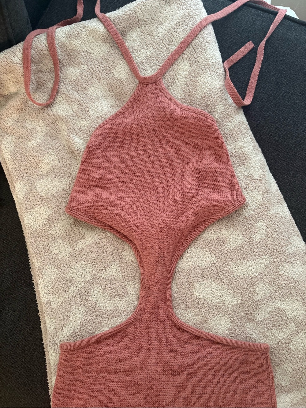 Cult Gaia Women’s Dusty Rose Knit One-Piece Swimsuit
